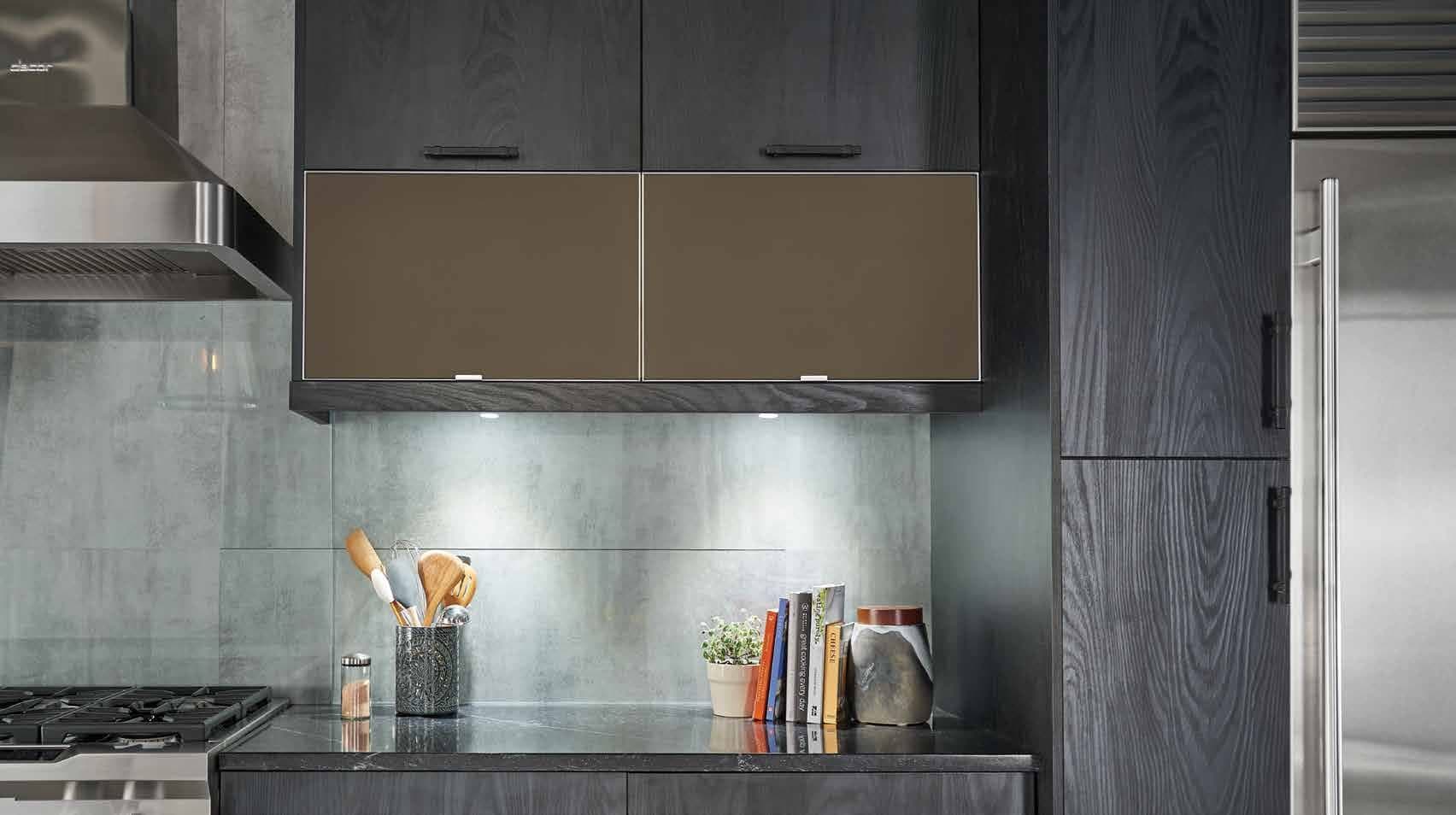 Europa Metal & Glass example: AF006 metal, Natural Aluminum, Bronze Tech Glass