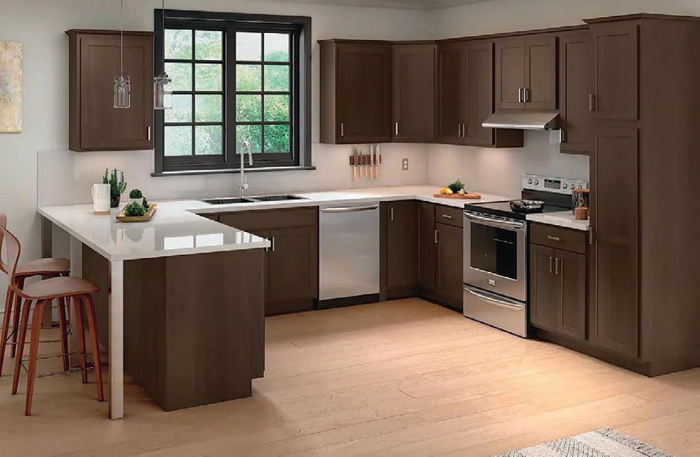 Mantra cabinetry, Spectra (clean transitional, 3" rail), Classic (timeless Shaker, 2¼" rail), Omni (modern Shaker, 2¼" rail full overlay).
