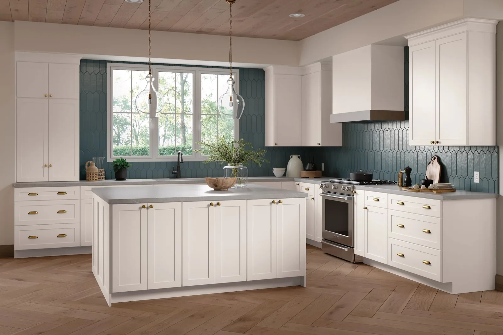 Mantra cabinetry, Spectra (clean transitional, 3" rail), Classic (timeless Shaker, 2¼" rail), Omni (modern Shaker, 2¼" rail full overlay).