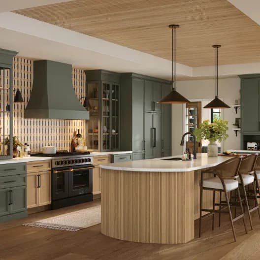 StarMark cabinetry, Abilene (Shaker, most popular), Manhattan (clean transitional), Roanoke and Fullerton (traditional raised panel), Gibraltar (mitered contemporary), Tama / Terra (painted MDF slab).