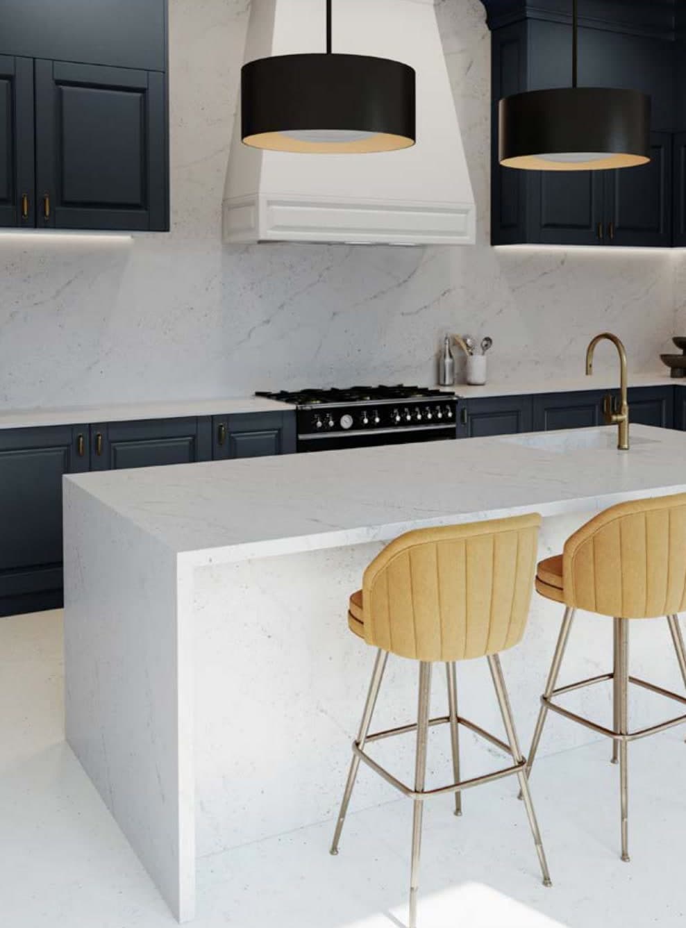 Le Chic, white island, Silestone quartz