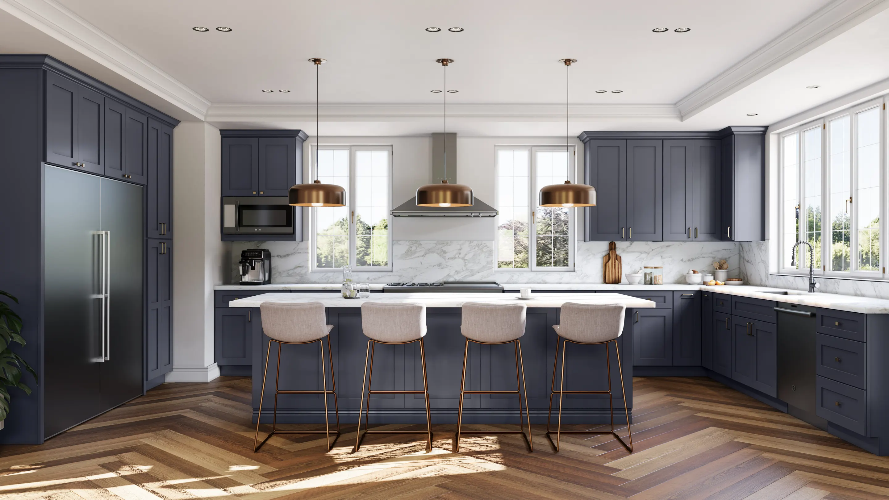 Fabuwood Galaxy cabinetry in Indigo, manufacturer room photograph