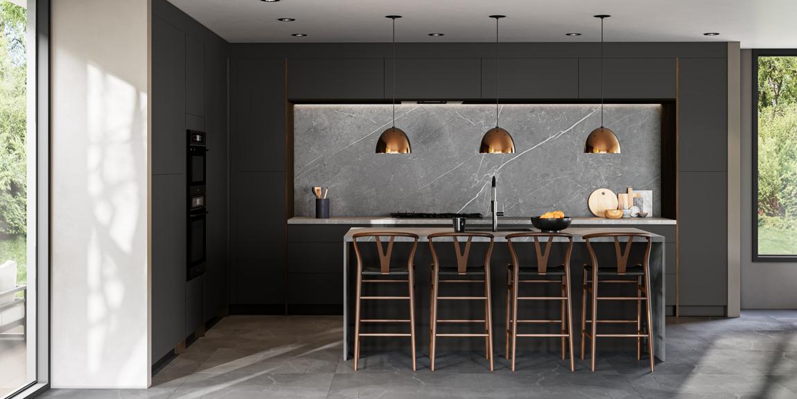 Fabuwood: Modern Grey Kitchen, Frameless · Catalina