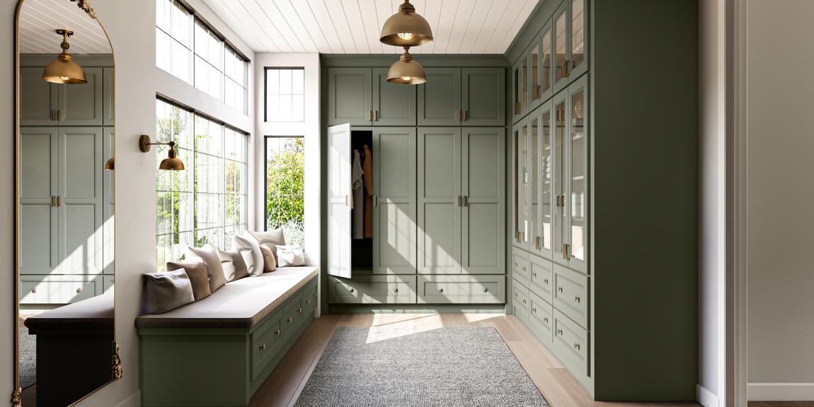 Fabuwood: Pistachio Green Mudroom, Framed · Fusion, Pistachio Green