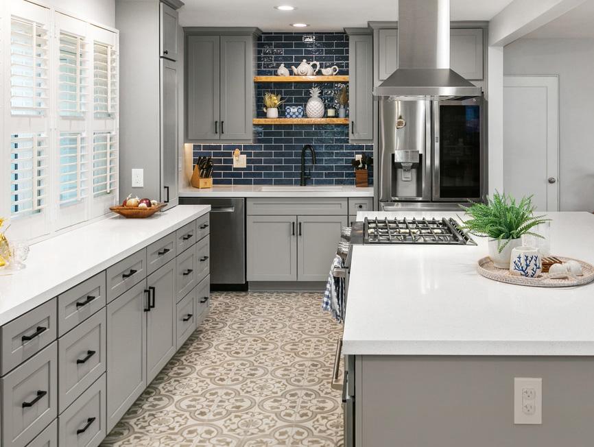 Mantra: Grey kitchen with open shelving, Kitchen details