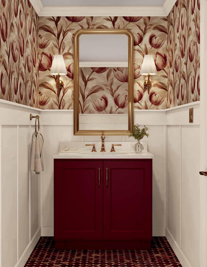 Mid Continent: Burgundy Powder Room, Signature · Bold Color